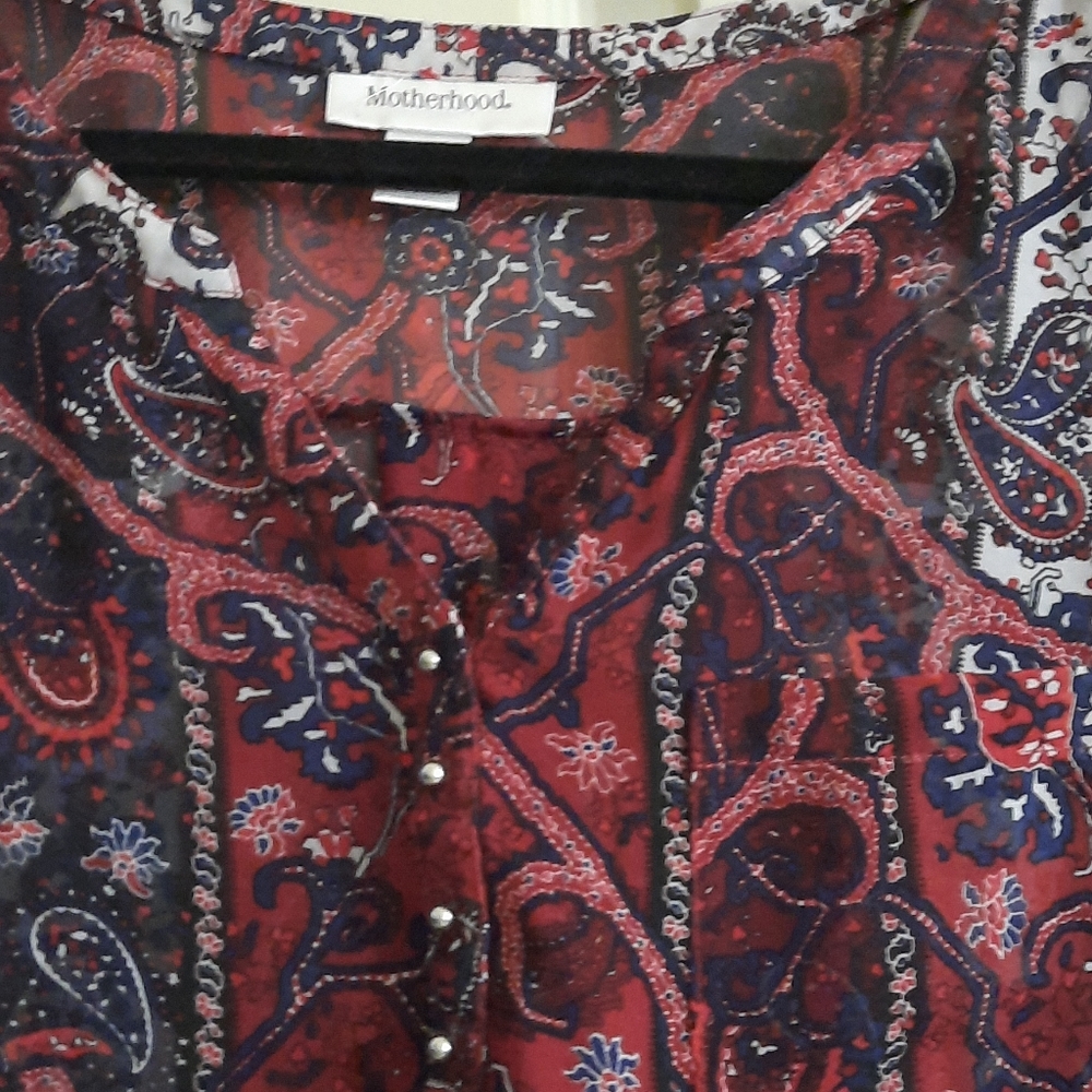 Sheer Paisley Motherhood Maternity XL Blouse - Picture 2 of 5